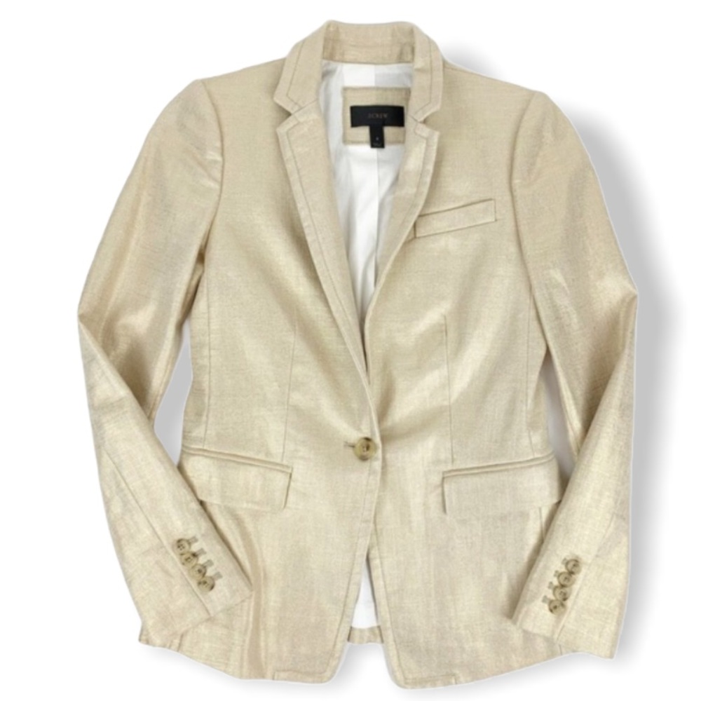 NWOT J.Crew Gold Metallic Linen Blazer